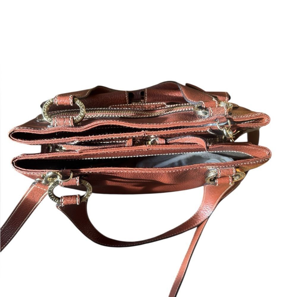 BVLGARI Brown Grained Leather Becky Handbag - Picture 13 of 16